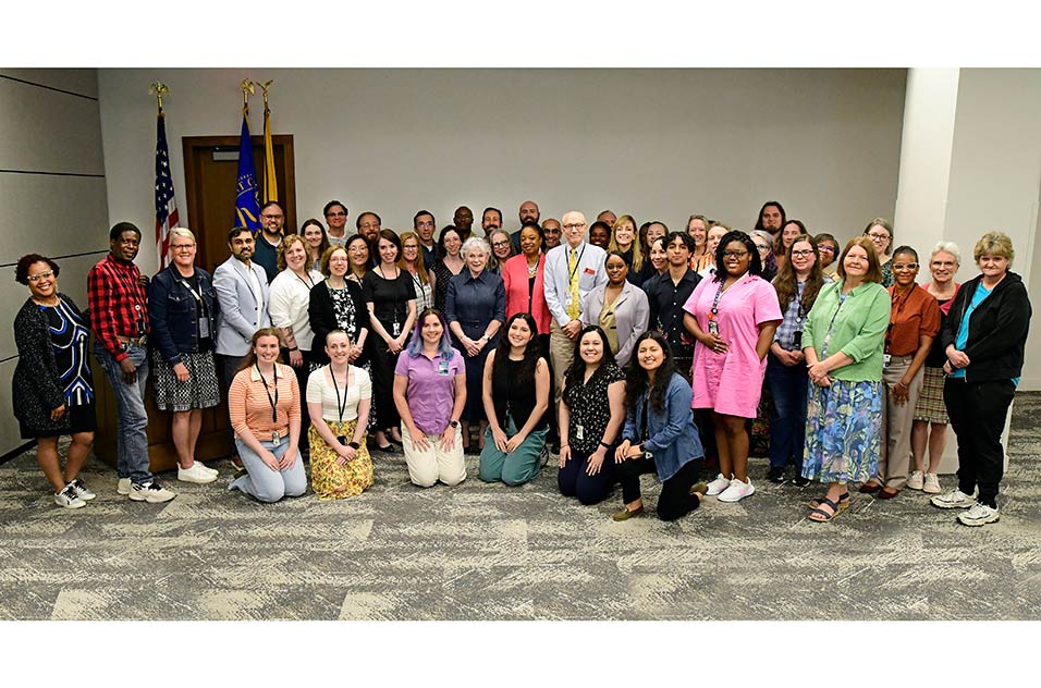Researchers, clinicians, staff, and family celebrated Hall’s work at NIEHS. (Photo courtesy of Steve McCaw / NIEHS)